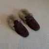 Primeiro Encontro Temporada Quadrada Retro Salto Bloco Pelo Sintético Chinelos Outono/Inverno Novos Tamancos Fechados para Mulheres
