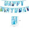 Set de Fiesta de Cumpleaños de Frozen de Dibujos Animados Plato de Papel Vaso de Papel Servilleta de Papel Mantel Mantel Individual Desechable Set de Diseño de Vajilla Desechable