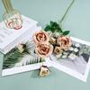 Nova flor artificial 7 cabeças Rosa Chá 7 cabeças Rosa Decoração de fundo para Salão de Casamento vaso macio flor comércio exterior exportação