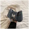 Corrente Portátil Motocicleta Pequena Multidão Bolsa Feminina 2024 Nova Doce Cool Spice Girl Estilo Bolsa de Ombro Crossbody All-match Pequena Bolsa Quadrada