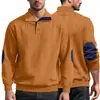 Suéter de punto jacquard cruzado, cuello alto, piel sintética combinada, para hombre, botones, manga larga, casual, deportivo, otoño/invierno, novedad en Amazon, sudadera con capucha