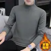 Promoção vazamento-seleção comércio exterior camiseta masculina veludo dupla face manga longa base aquecimento inverno gola alta meia top roupas