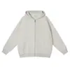Moletom com zíper estilo americano personalizado de 350g com forro de fleece, cor sólida, manga longa, corte solto, estilo casual, personalizável com seu próprio design