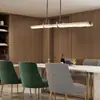 Lámpara Colgante de Restaurante de Lujo Ligero Estilo Italiano Saka, Luz de Tira Lineal, 6 Lámparas Colgantes Nuevas de Cristal de Hielo Glacial