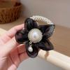 Corda de Cabelo Retrô Flor Pérola Francesa Mulher Celebridade da Internet Elegante Corda de Cabelo Tendão de Borracha Mulher Amarrar Cabeça Anel de Cabelo Bola de Organza