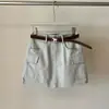 Falda de Trabajo Vintage de Mezclilla 2026 Nuevo Estilo Coreano Cintura Alta Diseño de Bolsillos Versátil Falda de Línea A Adelgazante para Mujer