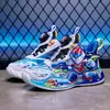 Sapatos esportivos leves da moda 2026 outono novo modelo malha dupla sapatos para meninos, antiderrapante, resistente ao desgaste, EVA ultraleve, tênis de corrida de desenho animado para crianças