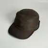 O caimento é perfeito! Chapéu equestre de camurça marrom escuro com copa reta vintage para mulheres, de alta qualidade, estiloso e chique para outono e inverno.