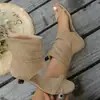 Sandalias de Estilo Nuevo para Mujer de Tallas Grandes, Sexy, Punta Redonda, Punta Abierta, con Correas Delgadas y Tacones de Aguja, Botines Cortos de Verano para Mujer 2026, Aspecto Adelgazante Retro