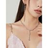 Diseño de Nicho Original Irregular Brillante Diamante Roto Colgante de Borla Larga Serie de Collares y Pendientes Cadena de Alta Clavícula de Lujo Ligero