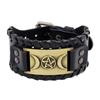 Promoção Quente Temu Pulseira de Couro Trançado Vintage Tótens Viking Nórdicos Pulseira Pirata Pulseira Punk Larga de Couro Masculina