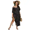 Blusa de bikini playera con encaje irregular para mujer europea y americana, ideal para vacaciones en la playa, vestido sexy con perspectiva.