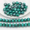 Novas Contas de Luz com Padrão de Tinta de 8mm Contas Redondas Furo Médio Contas de Vidro Lisas Acessórios para Joias Pulseiras Brincos