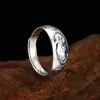 Anel de Prata Esterlina 925 Atacado Simples Masculino Anel de Seis Caracteres Mantra Pixiu Aberto Prata Tailandesa Joias Personalizadas Retrô