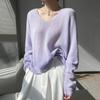 Explosões Transfronteiriças Caxemira Seda de Amora Leve Tricô Blusa Feminina Gola V Estilo Preguiçoso Novo Suéter de Caxemira Suéter