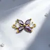 Collar/Pulsera de Mariposa con Incrustaciones de Circonita Dorada Recubierta de Cobre de 18K con Doble Colgante/Conexión Accesorios de Joyería DIY de Perla Fabricante Mayorista