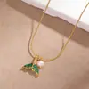 Myya Export Venta Caliente Collar con Colgante de Cola de Sirena de Acero Inoxidable Cadena para Clavícula Chapado en Oro de 18K Joyería Que No Se Desvanece