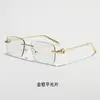 Gafas de sol sin montura con borde cortado, estilo europeo y americano, gafas metálicas personalizadas y de moda para mujer, gafas cuadradas de alta gama para ciclismo, estilo masculino