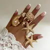 Joias Europeias e Americanas Transfronteiriças Mais Vendidas Anéis de Metal Estrela do Mar Vieiras Acessórios de Praia de Verão Anéis de Falange para Férias