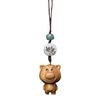 Sándalo, Palo de rosa, Sándalo verde Tallado Dibujo animado Lindo Oso Fresa Móvil Cadena Llavero Mochila Decoración Colgante