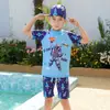 Trajes de baño nuevos para niños, niños, lindos, de dibujos animados, para niños pequeños y medianos, para bebés, alta elasticidad, de dos piezas, venta al por mayor