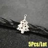 Paquete de 5 Piezas Colgante de Árbol de Navidad Hueco de Acero Inoxidable Cortado Forma de Estrella de Moda Regalo de Vacaciones de Año Nuevo para DIY