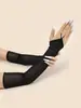 Guantes de Verano Largos con Protección Solar Sin Dedos con Mangas de Encaje, Guantes Delgados Sexy, Mangas de Bola Delgadas de Seda de Hielo para Bodas