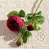 Flor Artificial Grande Única Austin 3 Rosas Flores Artificiais Dia dos Namorados Flores de Casamento Flores Decorativas para Fotografia de Casa