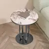 Mesa redonda pequeña de lujo ligero para sala de estar, mesa auxiliar para sofá, moderna para apartamento pequeño, mesa de café auxiliar simple, mesa con almacenamiento