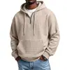 Sudadera con capucha y media cremallera de punto gofre para hombre 2026 con bolsillo en el pecho Sudadera informal