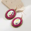 He Ming Gancho de Oreja Exagerado de Diamante Turquesa Nuevo y Creativo Estilo Europeo y Americano Pendientes de Moda Bohemio Tendencia