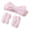 Faixa de Cabelo com Laço, Pulseira, Conjunto de Três Peças para Lavar o Rosto para Mulheres, Punhos de Pelúcia, Absorvente de Água, Conjunto de Pelúcia de Secagem Rápida, Novo Estilo