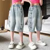 A1234 Ropa de Verano Nueva Moda para Niñas Yang Temprano 2024 Pantalones de Moda Calle Frita de Moda Fresco de Moda Bordado Xiaohuayang