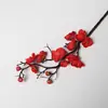 Ramo Artificial de Flor de Ciruelo Rojo Rama de Flor Rama de Flor de Ciruelo de Invierno Flor Artificial de Plástico Decoración Floral para el Hogar de Interior Flor Artificial Flor Artificial Mayorista