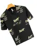 Camisa Masculina de Manga Curta Verão Fina Estampada com Letras Manga Meia Juventude Marca Tendência Meio Cortada Masculina Casual e Versátil