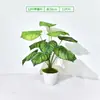 12 Plantas Verdes ArtificialesPlantas Verdes Simuladas, Plantas Falsas en Maceta para Decoración de Sala de Estar Interior, Plástico Pequeña Planta Bonsái Paisajismo