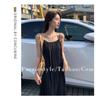 Vestido Suspbottomer Feminino Estilo Chic Novo Decote V Interno e Externo Colete Longo Elegante Saia Base Plissada Qualidade Estilo