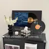 Quarto artístico de nicho pintura decorativa de disco de vinil retrô balcão de bar sala de estar sala de jantar pintura de parede pintura de exibição de mesa estética de alta qualidade