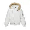 Chaqueta de algodón con capucha y cremallera diagonal de diseñador para hombre, invierno, marca moderna, protección contra el frío, calidez, cuello de pelo suelto, abrigo de algodón, chaqueta bomber