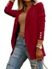 Novedad Estilo Aliexpress Amazon Moda Femenina Europea y Americana Tops, Chaquetas, Trajes Largos de Botones de Manga Larga para Mujer