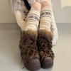 Calcetines apilados de pierna de moda, cálidos, gruesos y modernos, de punto nórdico, estilo vintage coreano, con copos de nieve, para otoño e invierno, de Fall Island