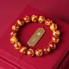 Pulsera de Cinabrio Crudo con Arena de Cristal Translúcido y Pulseras Doble Color para Hombre y Mujer, un Regalo para el Año de Nacimiento