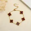Pulseira de Aço Titânio 15mm Trevo de Quatro Folhas Banho de Ouro 18K Transfronteiriça Tendência, Pulseira de Nicho Fashion, Joias Femininas, Luxo Leve