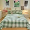 Sábana de tela gruesa a cuadros a rayas, juego de tres piezas para dormitorio de estudiantes, individual o doble, funda de almohada de tela gruesa vieja