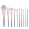 Morado lechoso 10 brochas de maquillaje set brocha para polvos brocha para sombras de ojos brocha portátil transfronterizo en stock al por mayor una generación de cabello