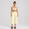 Conjunto de roupa de yoga com calça de comprimento médio, sutiã de ioga sem costas de secagem rápida transfronteiriço, para treinamento de Pilates, corrida, esportes de fitness para mulheres