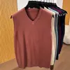Suéter colete transfronteiriço colete masculino gola V solto cor sólida colete camiseta estilo coreano malha tamanho plus top masculino