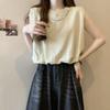 Camiseta sin mangas de color sólido estilo europeo y americano para comercio exterior, para mujer, verano, holgada, estilo coreano, top corto con chaleco de cadena