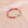 Pulseira de Pedra Natural Estilo Novo Feminina Vintage Simples Pingente de Cabacinha Cristal de Morango Sapa Jade Pulseira Estilo Chinês