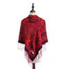 Xale Jacquard de Franjas Estilo Étnico Lijiang para Outono e Inverno, Lenço Quadrado Grande, Lenço Quente de Viagem de Uso Duplo para Mulheres, Xale de Ombro de Imitação de Caxemira